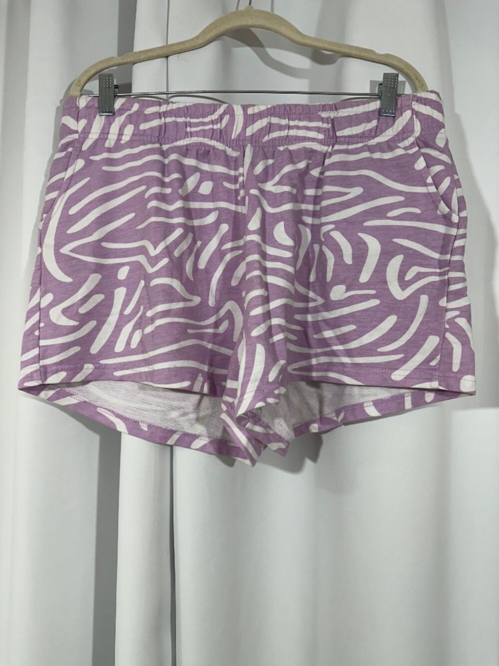 Mud Pie Large Purple Abstract Lounge Shorts Cotton Blend Pull On Pajama Shorts